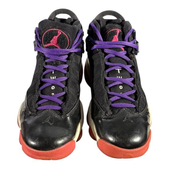 Nike Jordan Jumpman Two Trey GS Black Red Youth 4Y Basketball Shoes (Lace Swap) - Picture 3 of 8